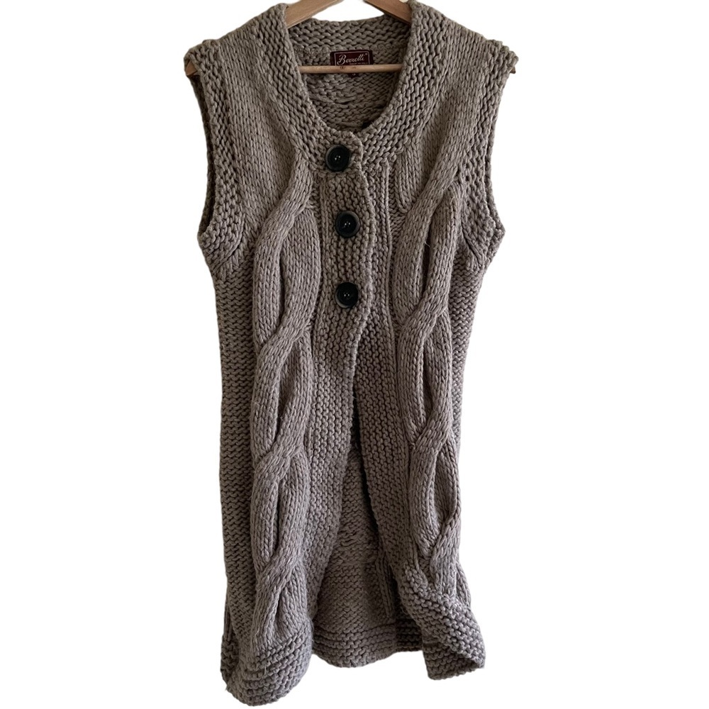 Berretti Alpaca Wool Blend Neutral Knit Sleeveless Sweater Size S